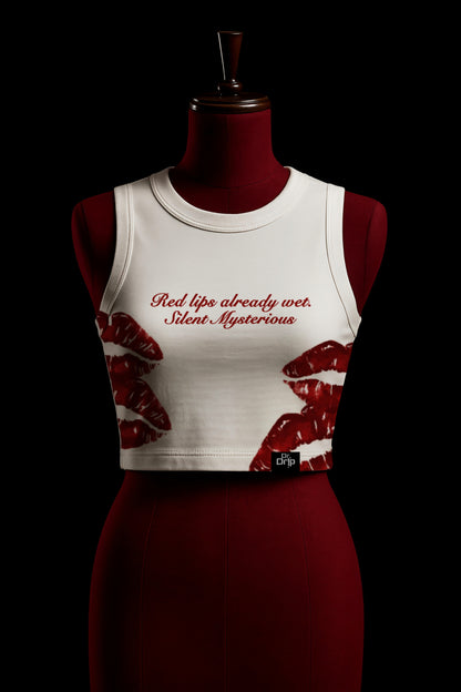 MYSTRIOUS RED LIPS CROP TOP